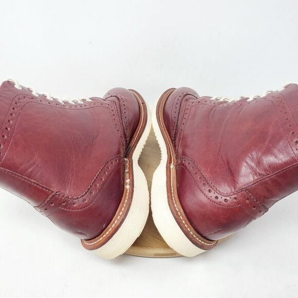 Dr Martens Bentley Boots Womens 6 Burgundy Leather Brogue Wing Tip Docs Shoes - Picture 8 of 13